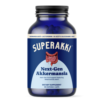 SuperAkki gut health supplement bottle front label