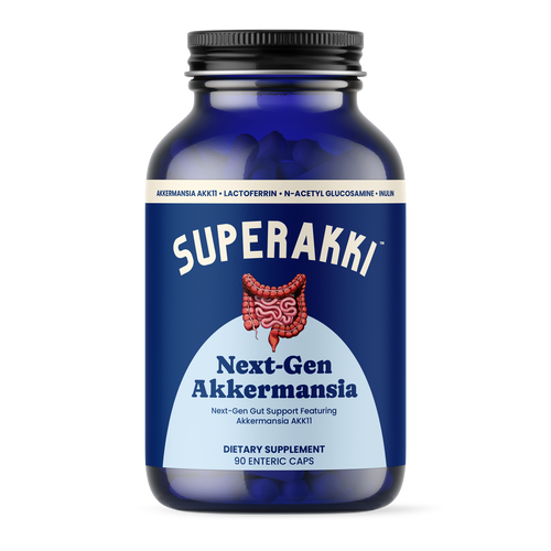 SuperAkki gut health supplement bottle front label