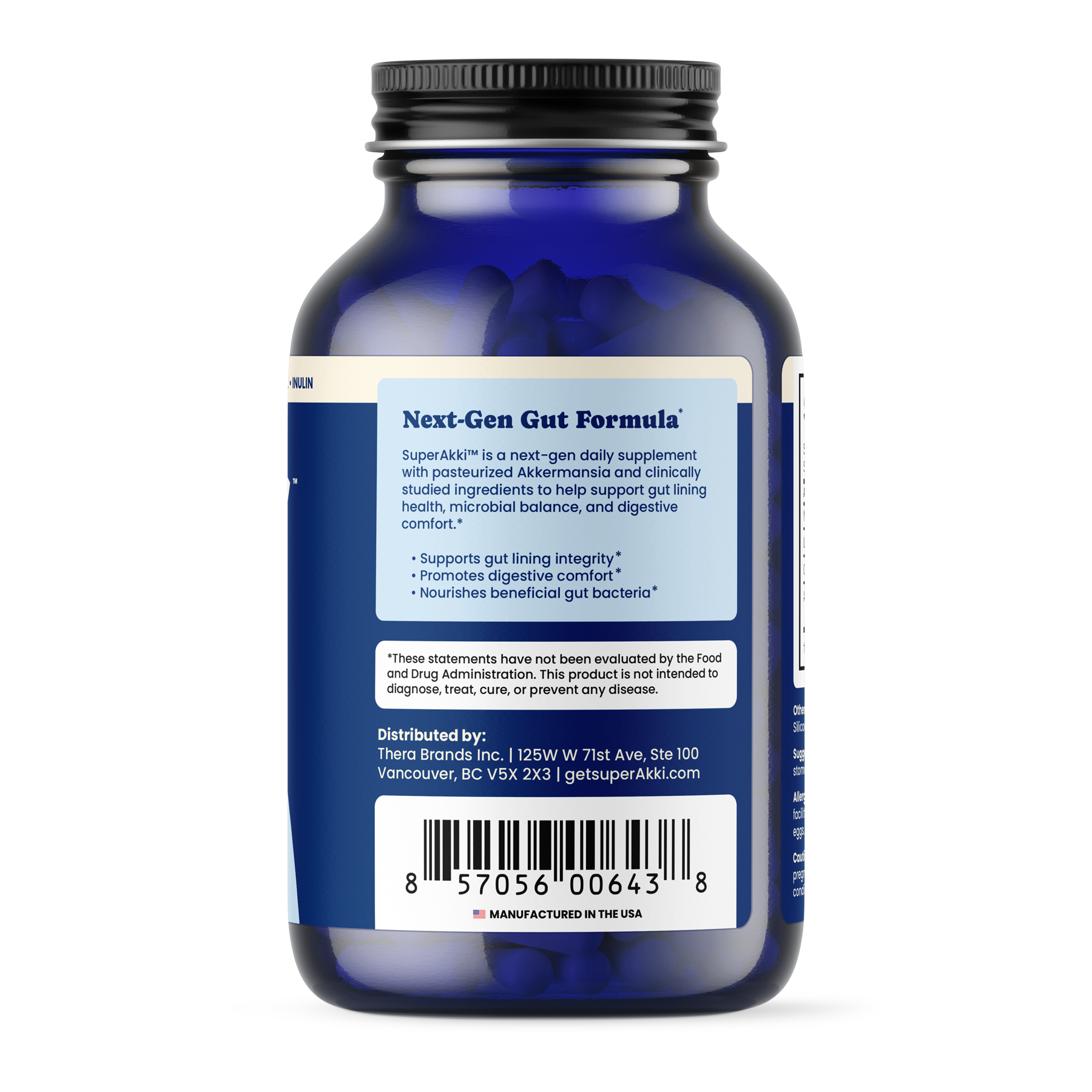 SuperAkki gut health supplement bottle front label