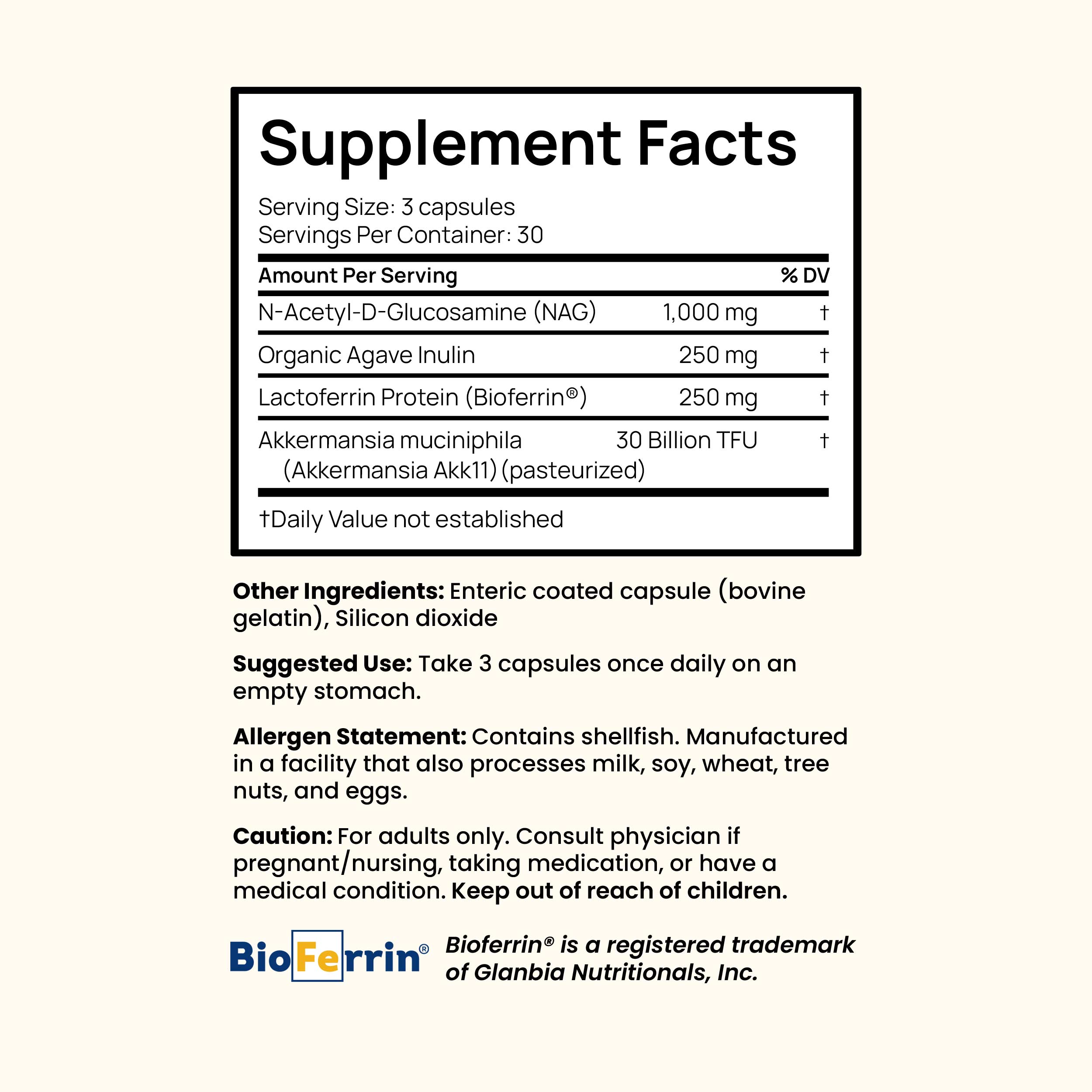 SuperAkki akkermansia muciniphila Akk11 Bioferrin Lactoferrin NAG Inulin